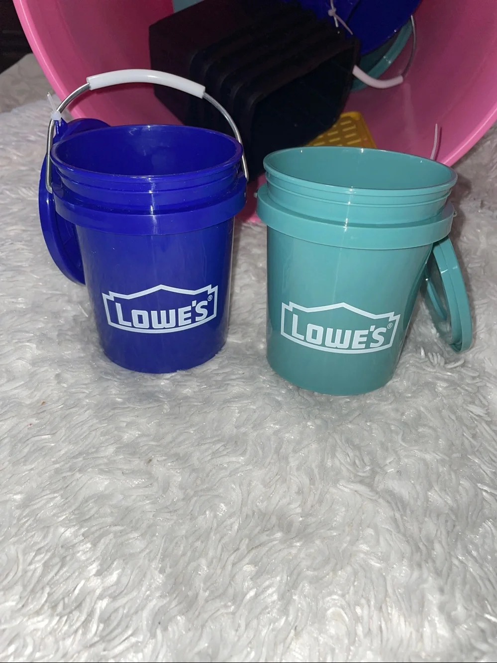 2 Lowes NWT Mini Bucket with Lid Teal & Blue BPA-Free Food Safe Plastic